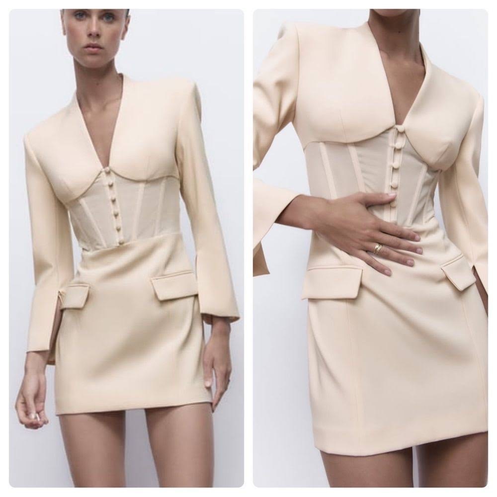 Zara Corset Detail Blazer Mini Dress